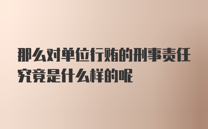 那么对单位行贿的刑事责任究竟是什么样的呢