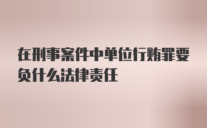 在刑事案件中单位行贿罪要负什么法律责任