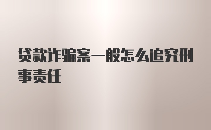 贷款诈骗案一般怎么追究刑事责任