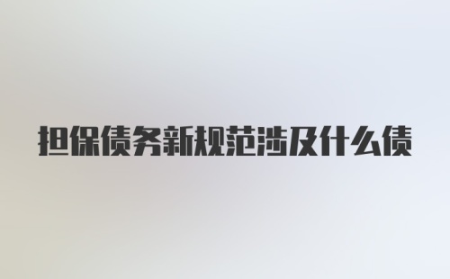 担保债务新规范涉及什么债