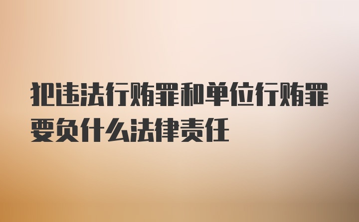 犯违法行贿罪和单位行贿罪要负什么法律责任