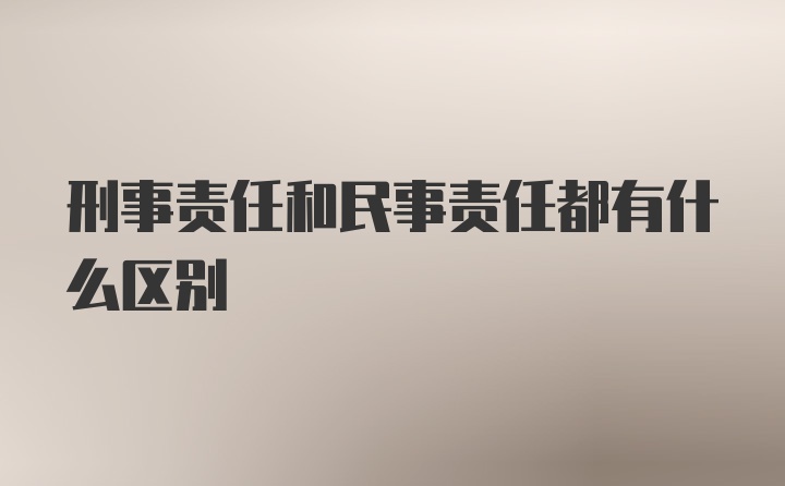 刑事责任和民事责任都有什么区别