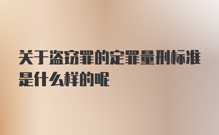 关于盗窃罪的定罪量刑标准是什么样的呢