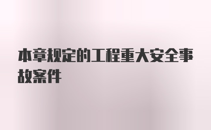 本章规定的工程重大安全事故案件