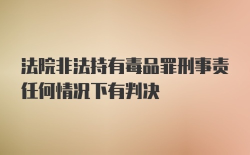 法院非法持有毒品罪刑事责任何情况下有判决