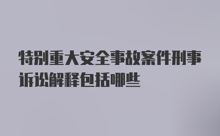 特别重大安全事故案件刑事诉讼解释包括哪些