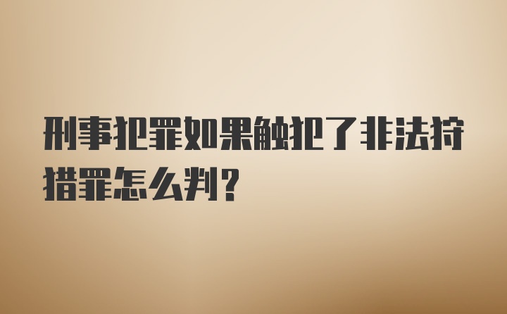 刑事犯罪如果触犯了非法狩猎罪怎么判？