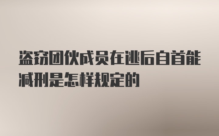 盗窃团伙成员在逃后自首能减刑是怎样规定的