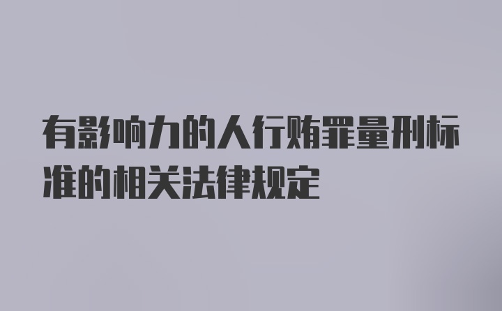 有影响力的人行贿罪量刑标准的相关法律规定