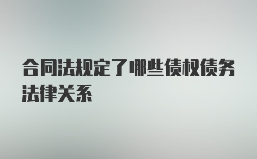 合同法规定了哪些债权债务法律关系