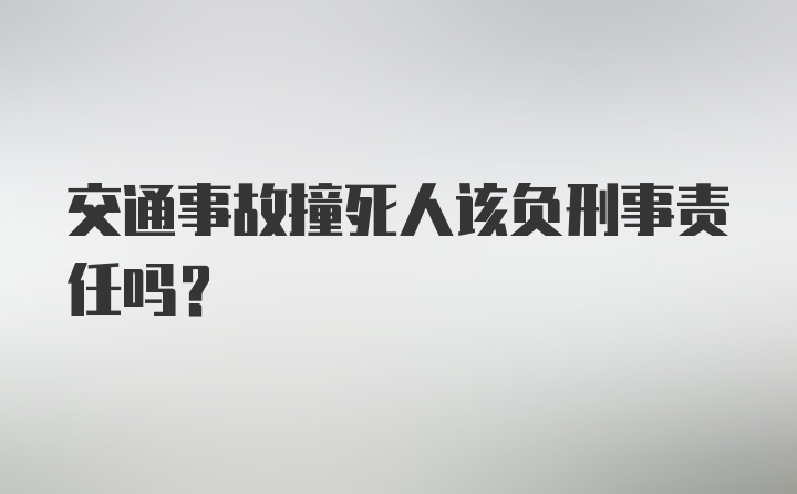 交通事故撞死人该负刑事责任吗？