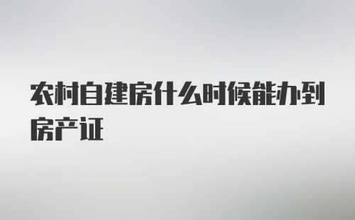 农村自建房什么时候能办到房产证