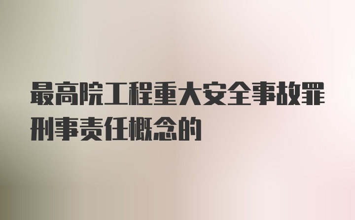 最高院工程重大安全事故罪刑事责任概念的