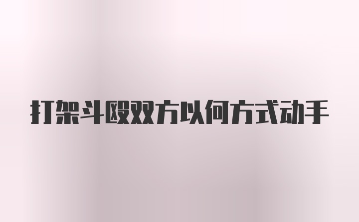 打架斗殴双方以何方式动手