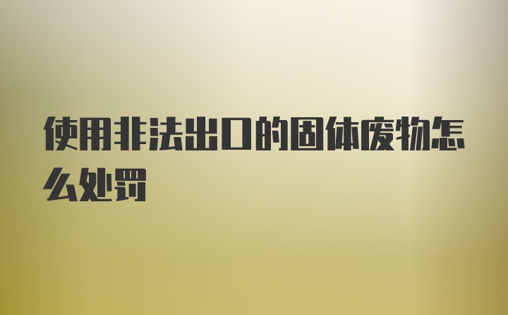 使用非法出口的固体废物怎么处罚