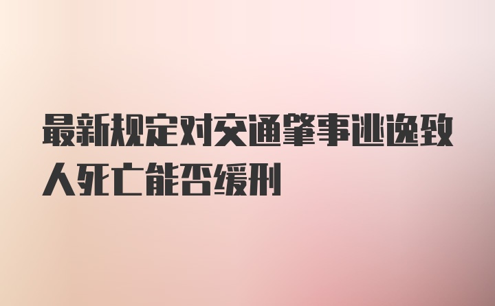 最新规定对交通肇事逃逸致人死亡能否缓刑