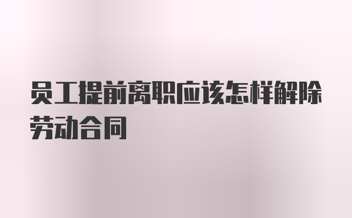 员工提前离职应该怎样解除劳动合同