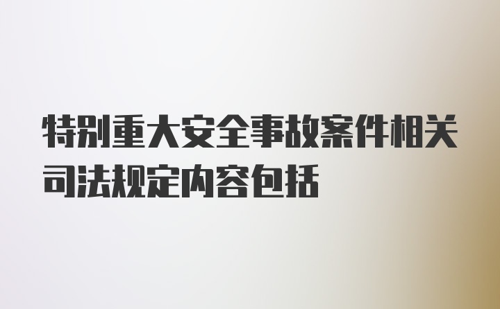 特别重大安全事故案件相关司法规定内容包括