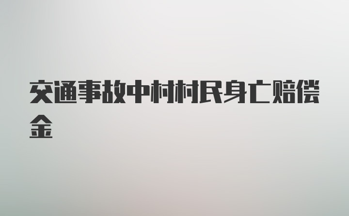 交通事故中村村民身亡赔偿金