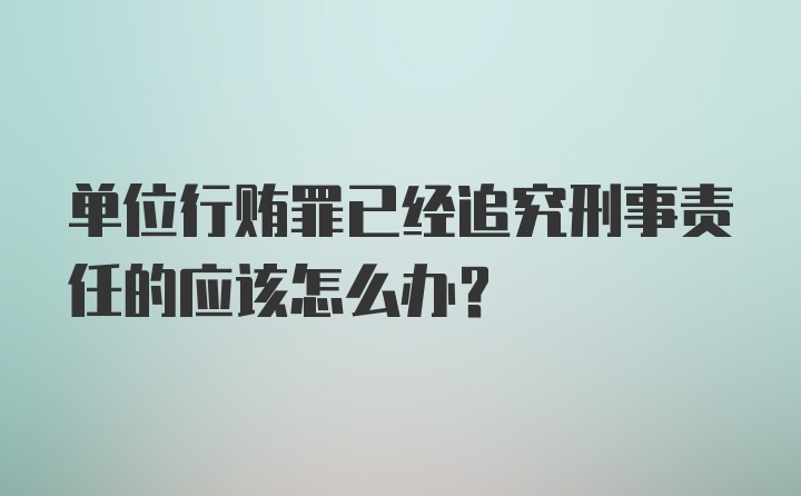 单位行贿罪已经追究刑事责任的应该怎么办?