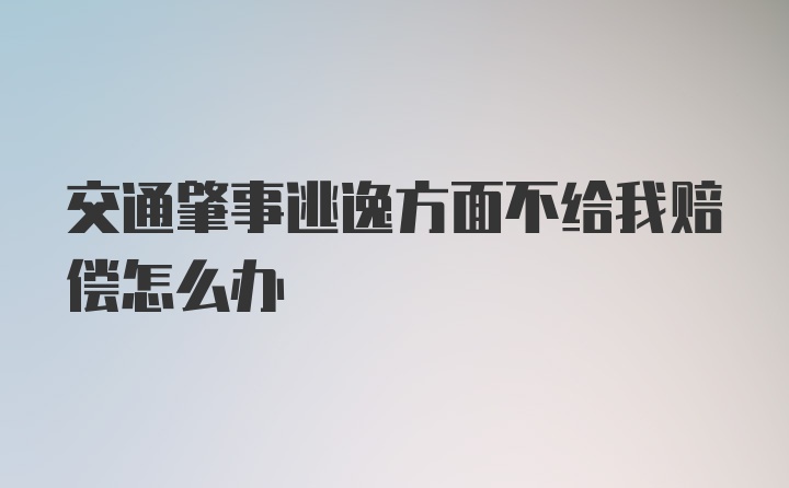 交通肇事逃逸方面不给我赔偿怎么办