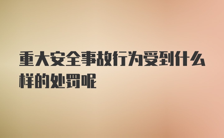 重大安全事故行为受到什么样的处罚呢