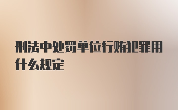 刑法中处罚单位行贿犯罪用什么规定