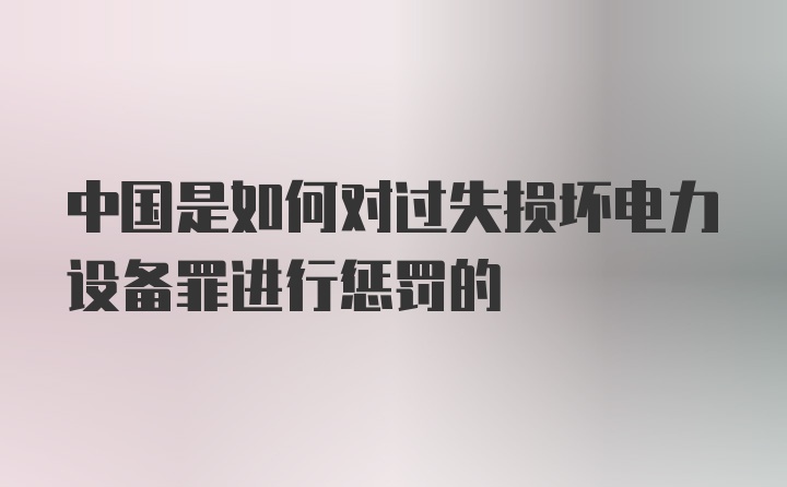 中国是如何对过失损坏电力设备罪进行惩罚的