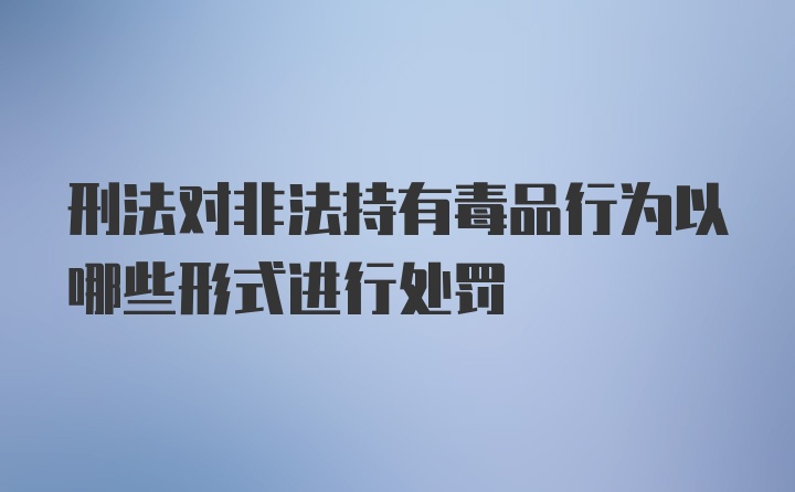 刑法对非法持有毒品行为以哪些形式进行处罚