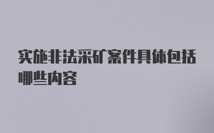 实施非法采矿案件具体包括哪些内容