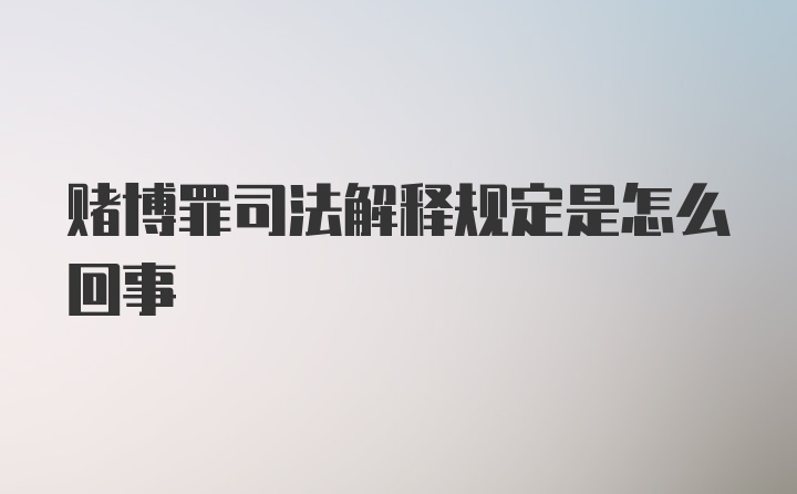 赌博罪司法解释规定是怎么回事