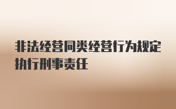 非法经营同类经营行为规定执行刑事责任