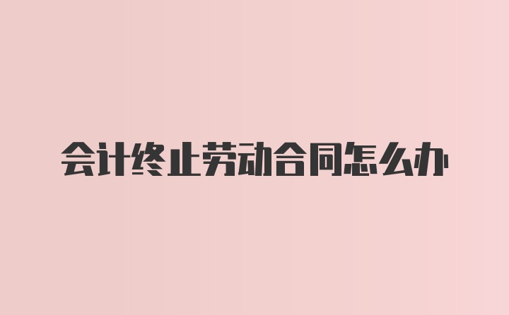 会计终止劳动合同怎么办