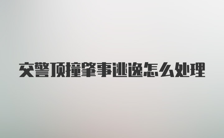 交警顶撞肇事逃逸怎么处理