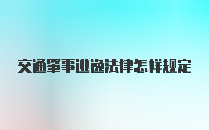 交通肇事逃逸法律怎样规定