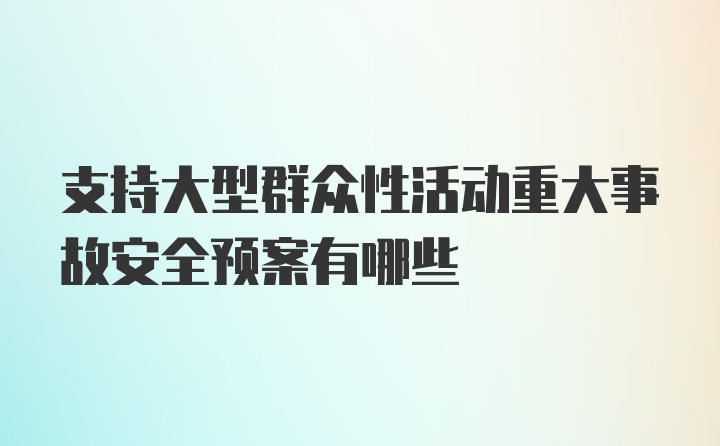 支持大型群众性活动重大事故安全预案有哪些