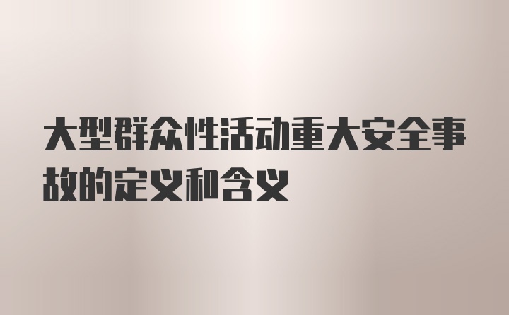 大型群众性活动重大安全事故的定义和含义