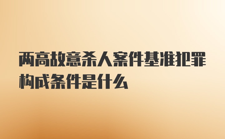 两高故意杀人案件基准犯罪构成条件是什么