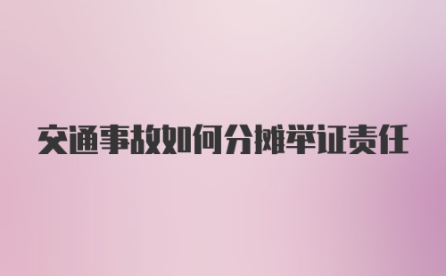 交通事故如何分摊举证责任