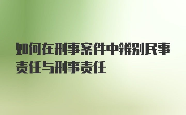 如何在刑事案件中辨别民事责任与刑事责任