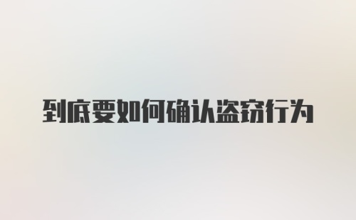 到底要如何确认盗窃行为