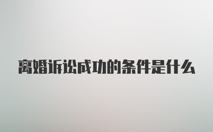 离婚诉讼成功的条件是什么