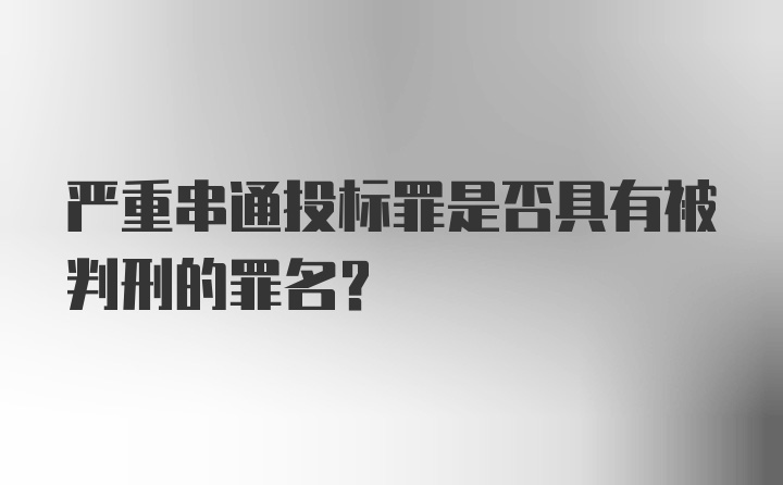 严重串通投标罪是否具有被判刑的罪名?