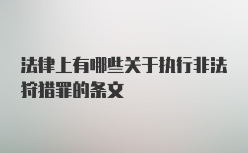 法律上有哪些关于执行非法狩猎罪的条文