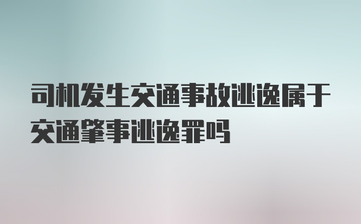 司机发生交通事故逃逸属于交通肇事逃逸罪吗