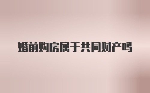 婚前购房属于共同财产吗