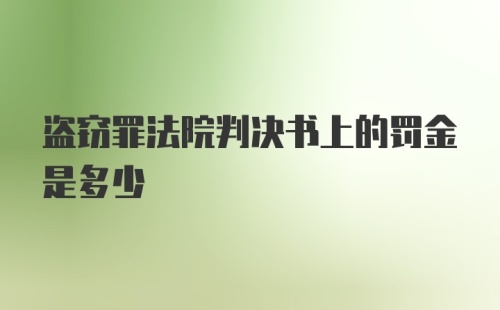 盗窃罪法院判决书上的罚金是多少