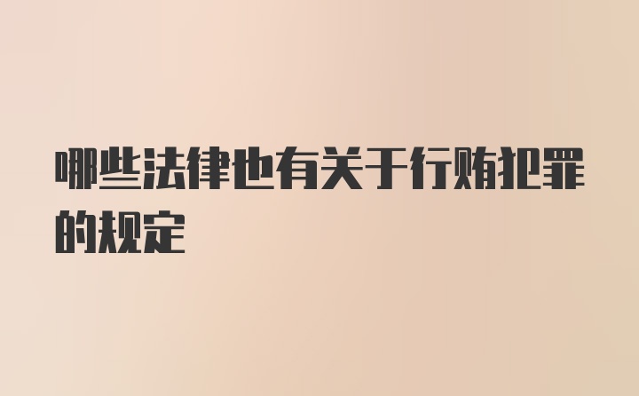 哪些法律也有关于行贿犯罪的规定