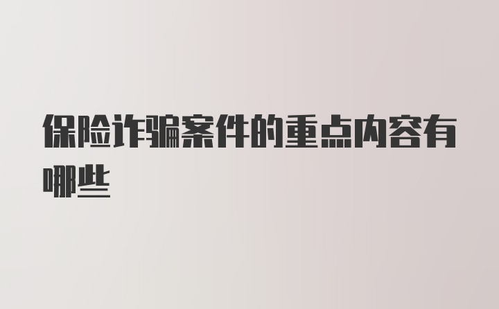 保险诈骗案件的重点内容有哪些