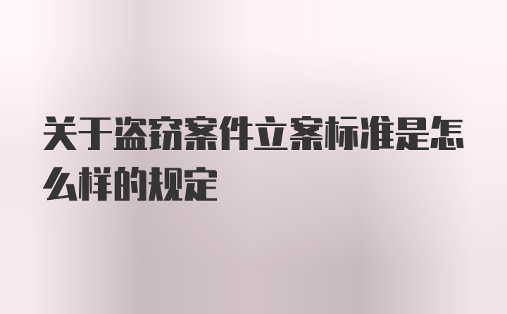 关于盗窃案件立案标准是怎么样的规定